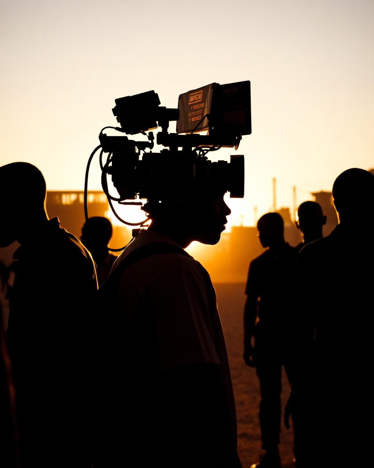 A film crew on location